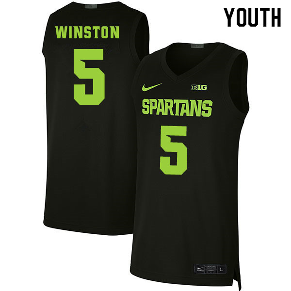 Youth Michigan State Spartans #5 Cassius Winston NCAA Nike Authentic Black College Stitched Basketball Jersey NV41D70CR
